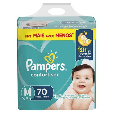 FRALDA PAMPERS CONFORT SEC BAG M 70UN