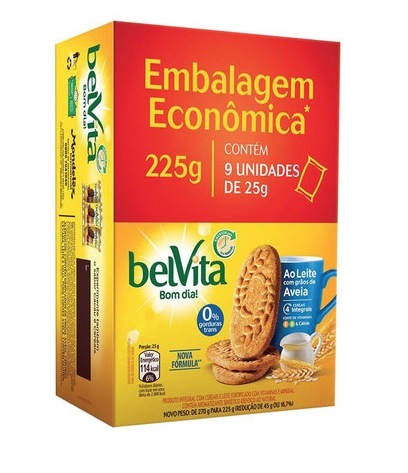 BISCOITO BELVITA LEITE/AVEIA ECON 225g