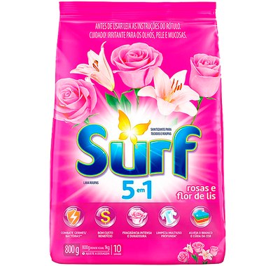 DETERGENTE PO SURF ROSA E FLOR 800GR