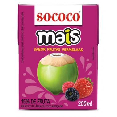 AGUA DE COCO SOCOCO MAIS FRU VERMEL200ML