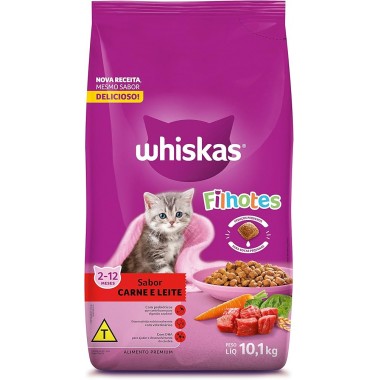 RACAO WHISKAS CARNE LEITE 10,1KG