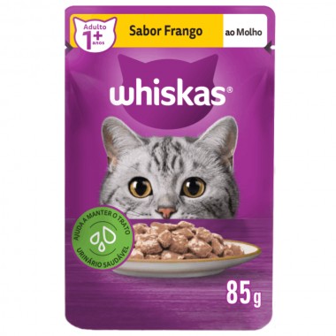 RACAO WHISKAS ADULTO FRANGO SACHE 85GR