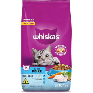 RACAO WHISKAS CASTRADOS PEIXE 10,1KG