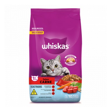 RACAO WHISKAS CASTRADOS CARNE 10,1KG