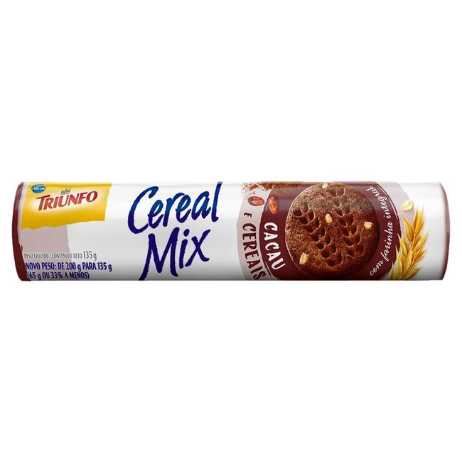 BISCOITO TRIUNFO CEREAL MIX CACAU 135GR