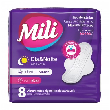 ABSORVENTE MILI DIA NOITE SUAVE C ABAS 8