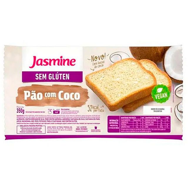 PAO JASMINE COM COCO S GLUTEN 350GR