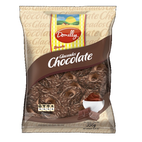 BISCOITO DOMELLY GLACEADOS CHOC 350GR