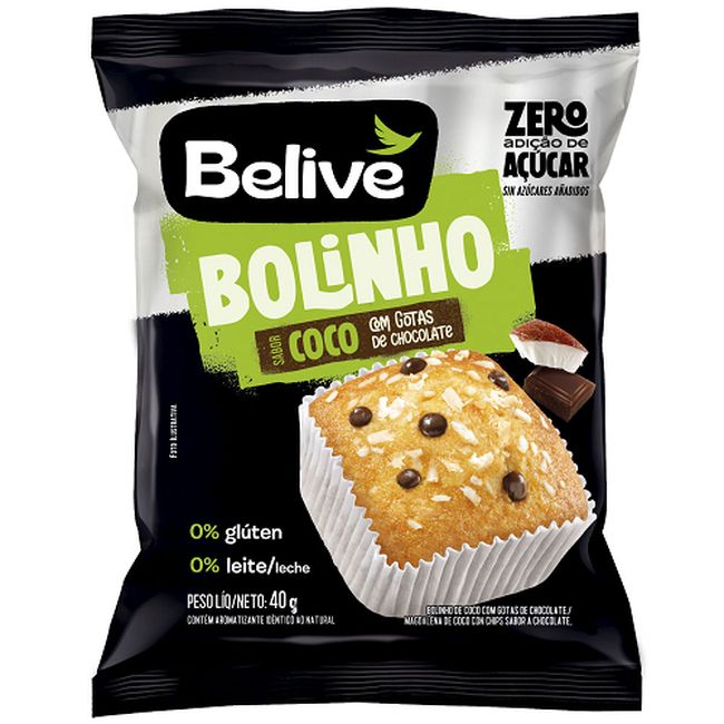 BOLINHO BELIVE COCO CHOCO ZERO ACUC 40GR