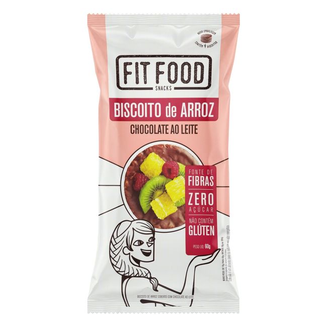 BISCOITO FIT FOOD ARROZ C CHOC LEITE 60G